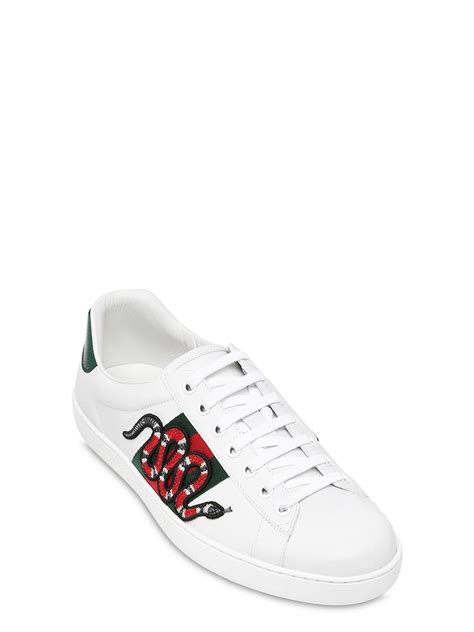 gucci new ace embroidered sneakers|gucci ace metallic snakeskin sneakers.